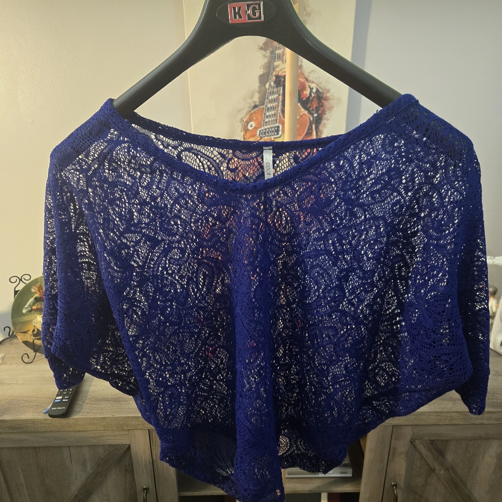 DNA couture Royal Blue Lace Top